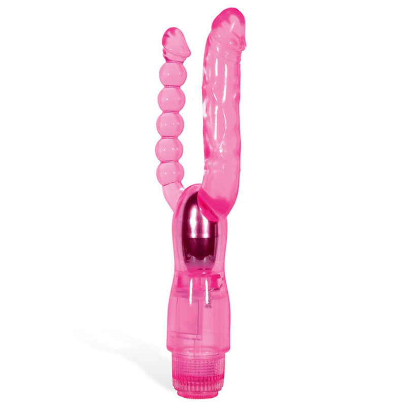 Adam & Eve Dual Pleasure Vibe - Pink 12 cm (4.75'') Vibrator with Anal Probe