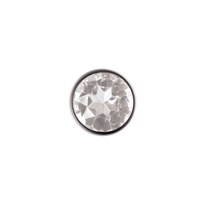 Adam & Eve Clear Gem Anal Plug - Large - Metallic 9.5 cm Large Butt Plug with Clear Gem Base