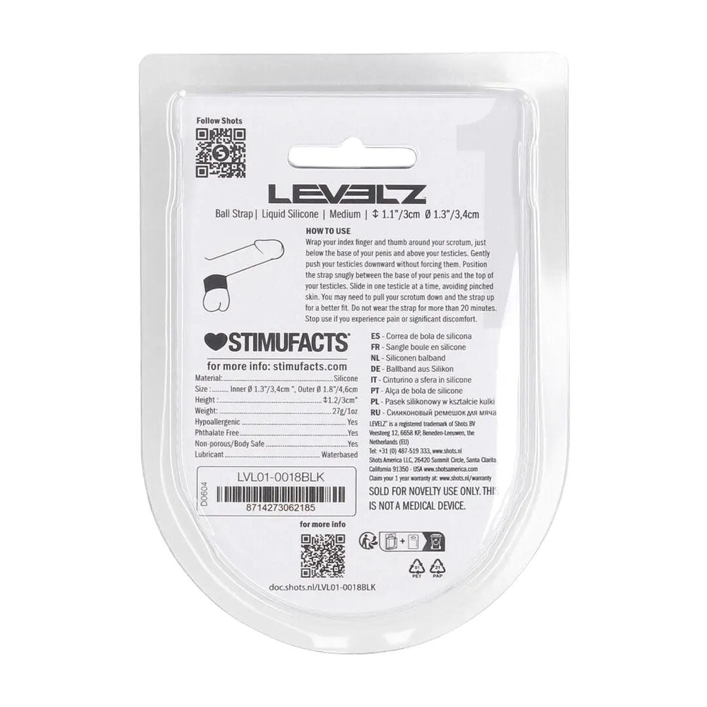 LEVELZ Liquid Silicone Ball Strap - M - Black - Black Ball Strap