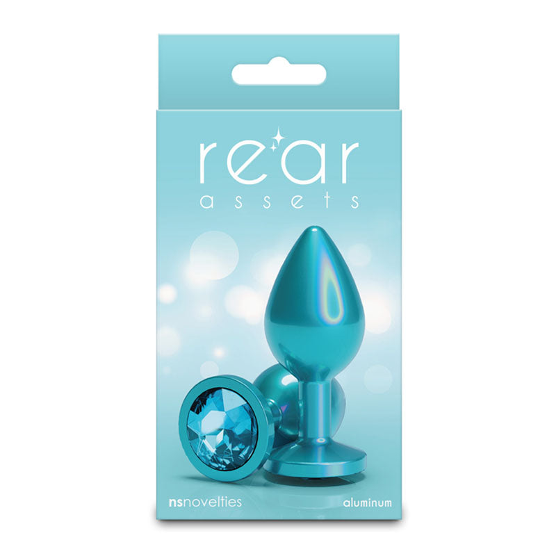 Rear Assets Iridescent - Medium - Teal - Iridescent Teal 8.2 cm Medium Butt Plug