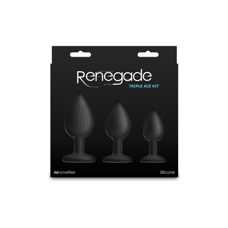 Renegade Triple Ace Kit - Black - Black Butt Plugs - Set of 3 Sizes