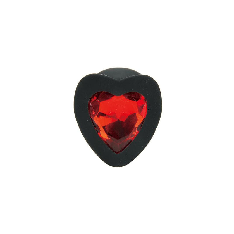 WhipSmart Heartbreaker 3PC Silicone Crystal Heart Anal Training Set - Black Butt Plugs with Heart Gem Bases - Set of 3 Sizes