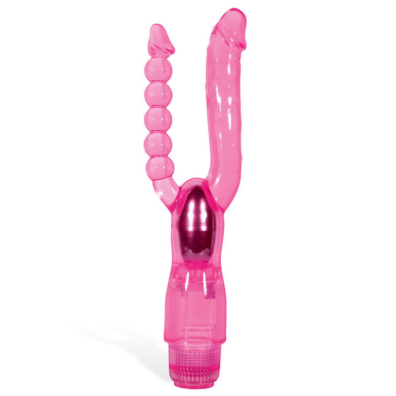 Adam & Eve Dual Pleasure Vibe - Pink 12 cm (4.75'') Vibrator with Anal Probe