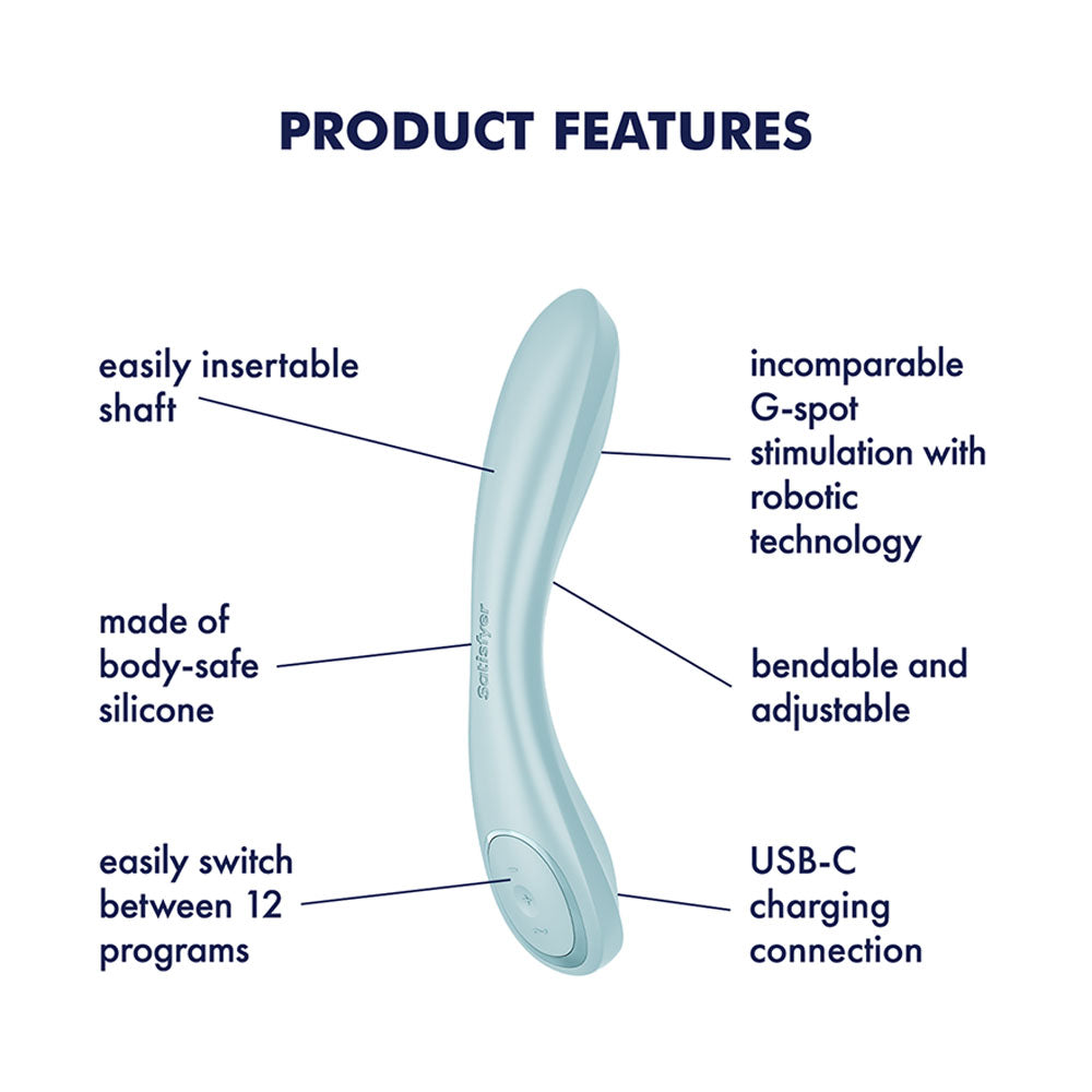 Satisfyer G-Spot Wave 2 - Ice Blue - Ice Blue 23.6 cm USB Rechargeable Flicking Tip Vibrator