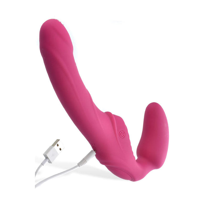 Adam & Eve Eve's Vibrating Strapless Strap-On - Pink 22 cm (8.75'') USB Rechargeable Strapless Strap-On