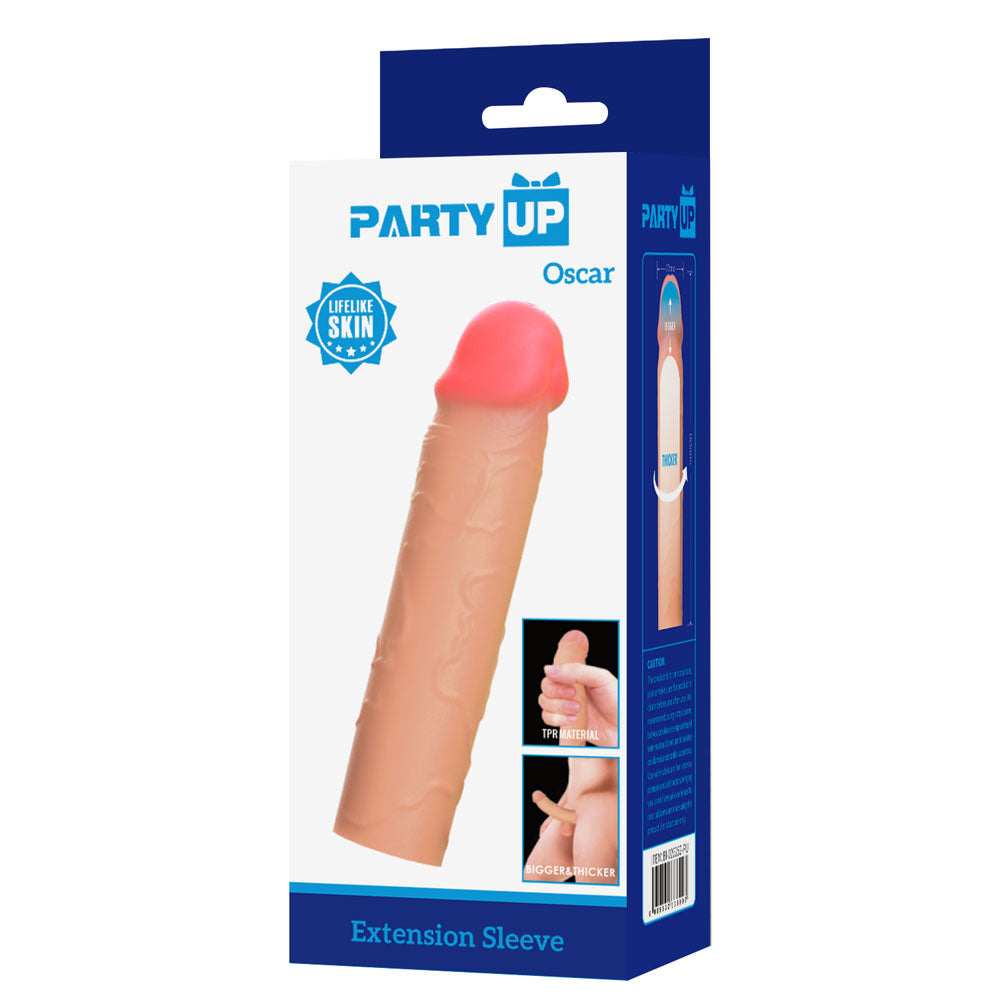 Party Up OSCAR 1 Inch Extender Sleeve - Flesh 1 Inch Penis Extender Sleeve