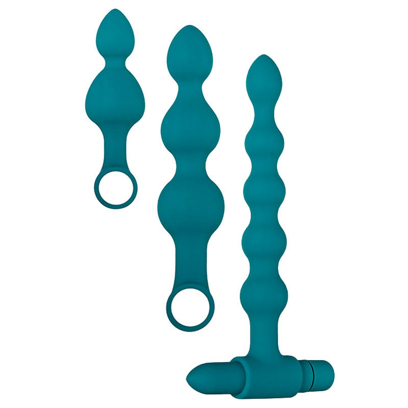 Adam & Eve Vibrating Bumpy Bead Set - Green Vibrating Anal Bead Set
