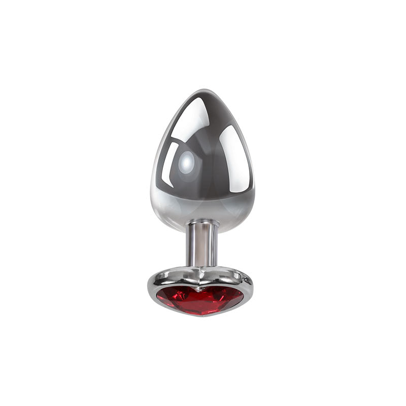 Adam & Eve Red Heart Gen Anal Plug - Small - Metallic 7.1 cm Butt Plug with Heart Gem Base