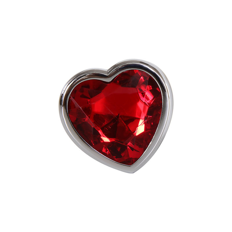 Adam & Eve Red Heart Gen Anal Plug - Small - Metallic 7.1 cm Butt Plug with Heart Gem Base