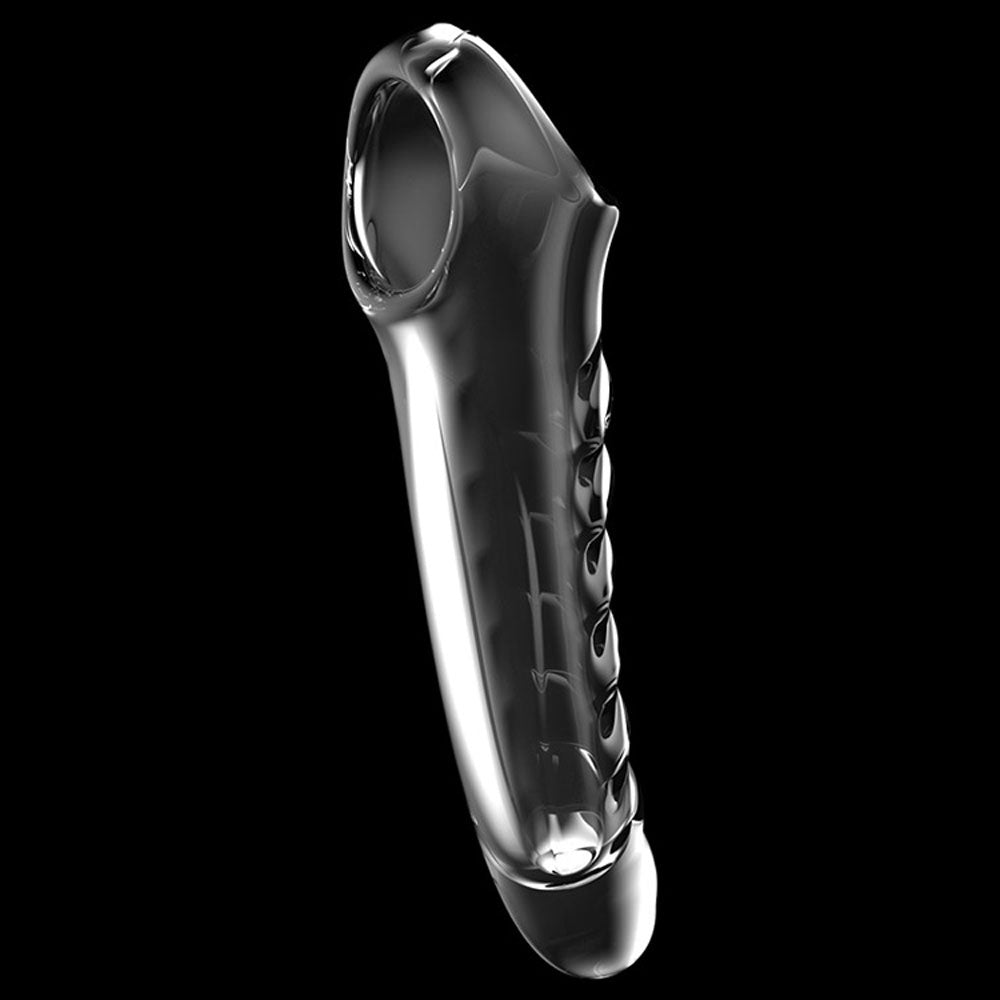 Adam & Eve Ridged Rider - Clear 22.9 cm Penis Extension Sleeve
