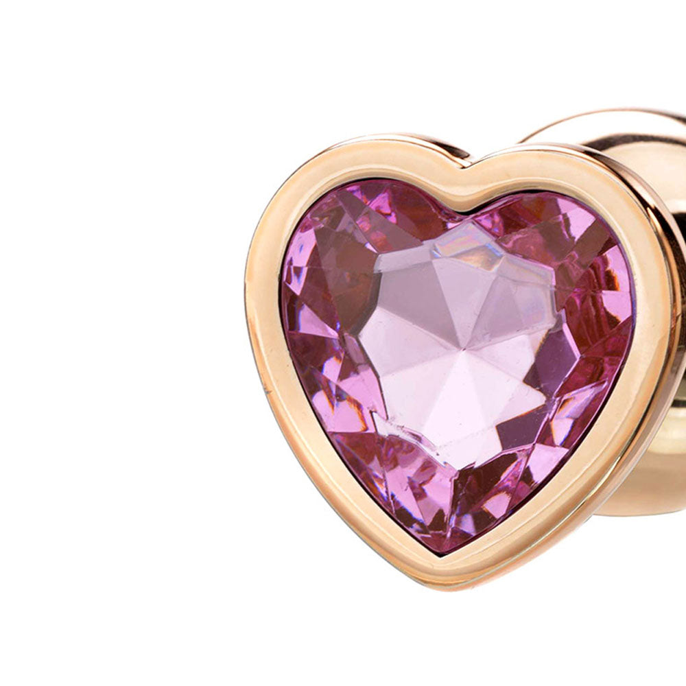 Adam & Eve ROSE GOLD HEART GEM ANAL TRAINING SET - Rose Gold Metal Anal Plugs with Pink Gem Bases - Set of 3 Sizes