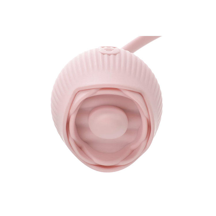 Adam & Eve THRUST & TICKLE Rose Vibrator - Pink USB Rechargeable Flickering Rose Stimulator with Thrusting Bullet