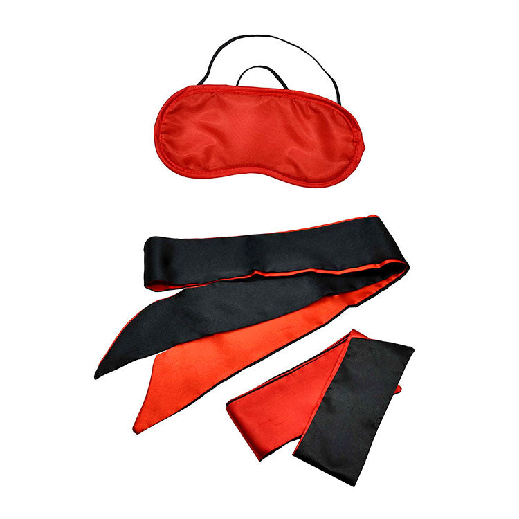 Adam & Eve SENSUAL SCARLET NIGHTS - Black/Red Couples Bondage Kit - Set of 10 Pieces