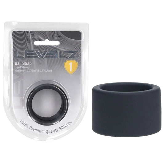 LEVELZ Liquid Silicone Ball Strap - M - Black - Black Ball Strap