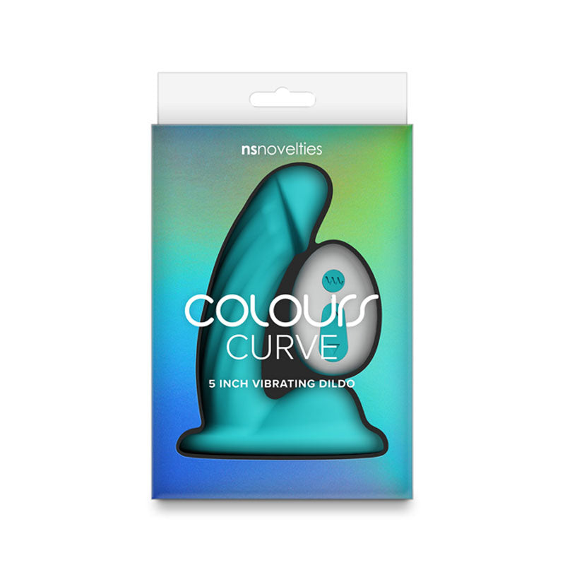 Colours Curve - Vibrating 5'' Dildo - Teal - Teal 12.6 cm USB Rechargeable Vibrating Dildo with Wireless Remote