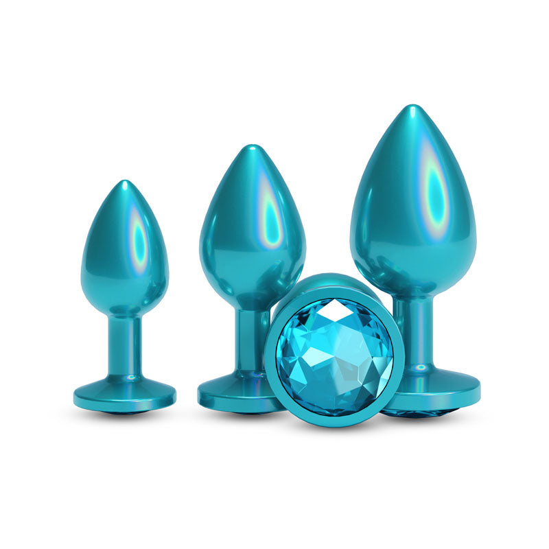 Rear Assets Trainer Kit - Iridescent Teal - Iridescent Teal Metallic Butt Plugs - Set of 3 Sizes