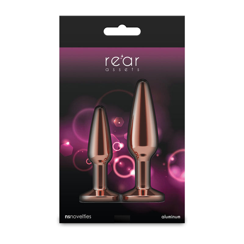 Rear Assets Tapered Trainer Kit - Rose Gold - Rose Gold Metal Butt Plugs - Set of 2 Sizes