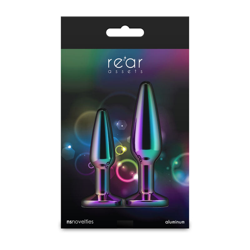 Rear Assets Tapered Trainer Kit - Multicolour - Multicoloured Metal Butt Plugs - Set of 2 Sizes