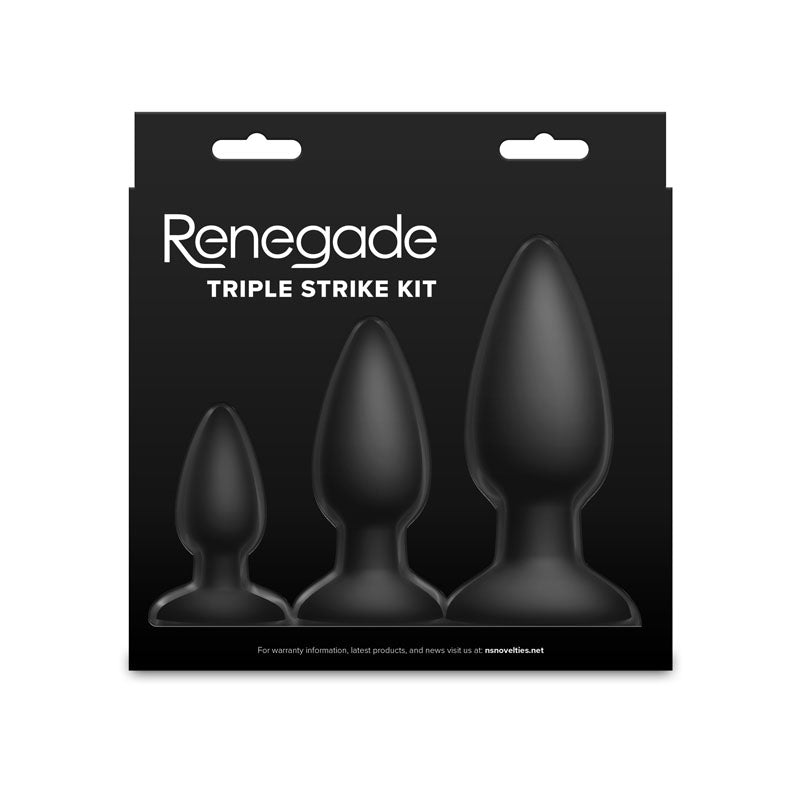 Renegade Triple Strike Kit - Black - Black Butt Plugs - Set of 3 Sizes