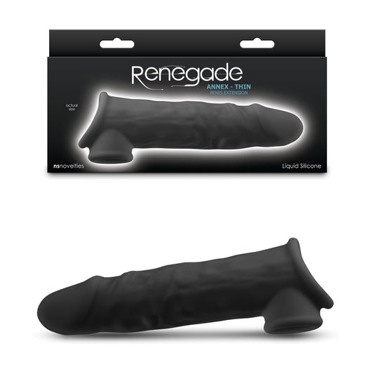 Renegade Annex - Thin - Black - Black 19.4 cm Penis Extender Sleeve