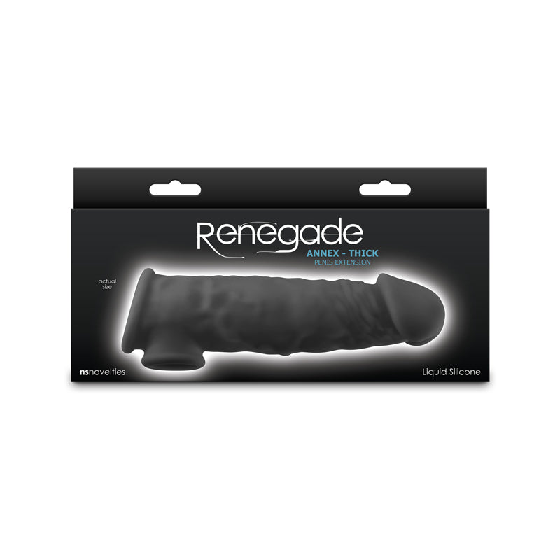 Renegade Annex - Thick - Black - Black 18.6 cm Penis Extender Sleeve