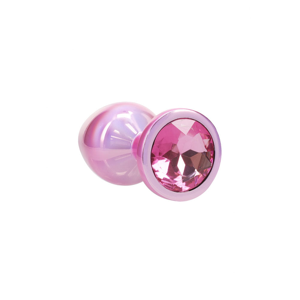 OUCH! Paris Collection - Metal Anal Plug Set - Pink - Metallic Pink Butt Plugs with Gem Bases - Set of 3 Sizes