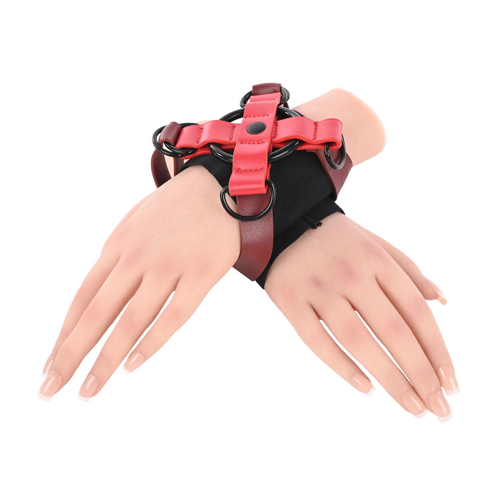 S&M Exs & Ohs Cross Cuffs - Red/Black Restraints