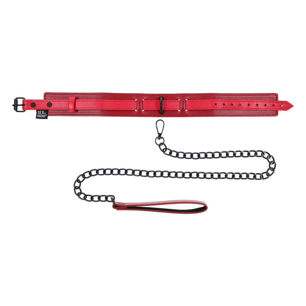 S&M Exs & Ohs Collar and Leash - Red Neck Restraint