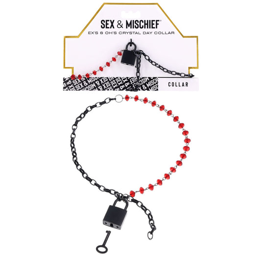 S&M Exs & Ohs Crystal Day Collar - Red/Black Collar Jewellery