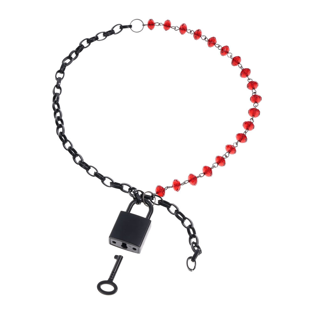 S&M Exs & Ohs Crystal Day Collar - Red/Black Collar Jewellery