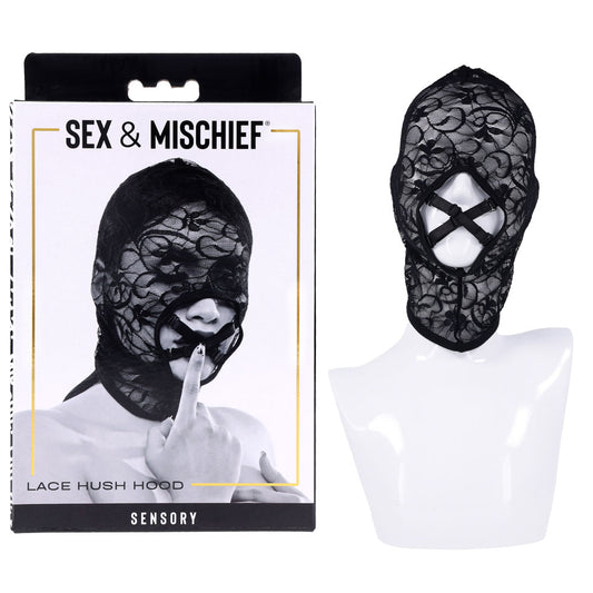 Sex & Mischief Lace Hush Hood - Black Hood