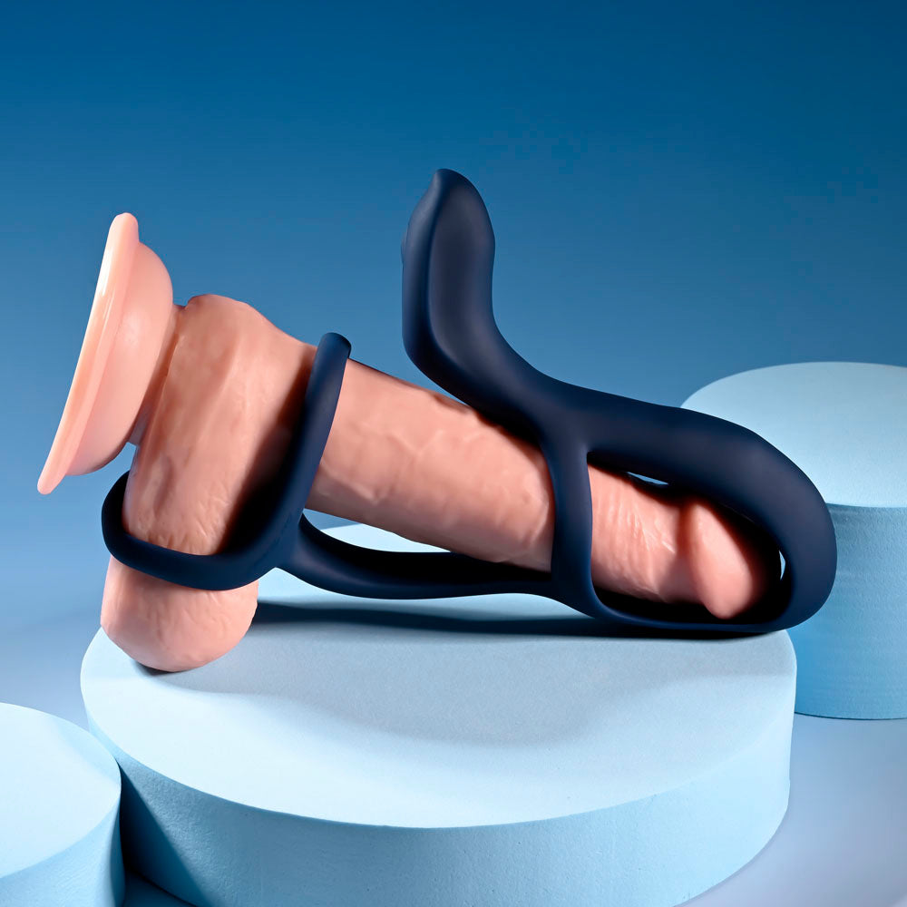 Zero Tolerance BIG TIME - Navy Blue USB Rechargeable Vibrating Penis Sleeve with Wireless Remote